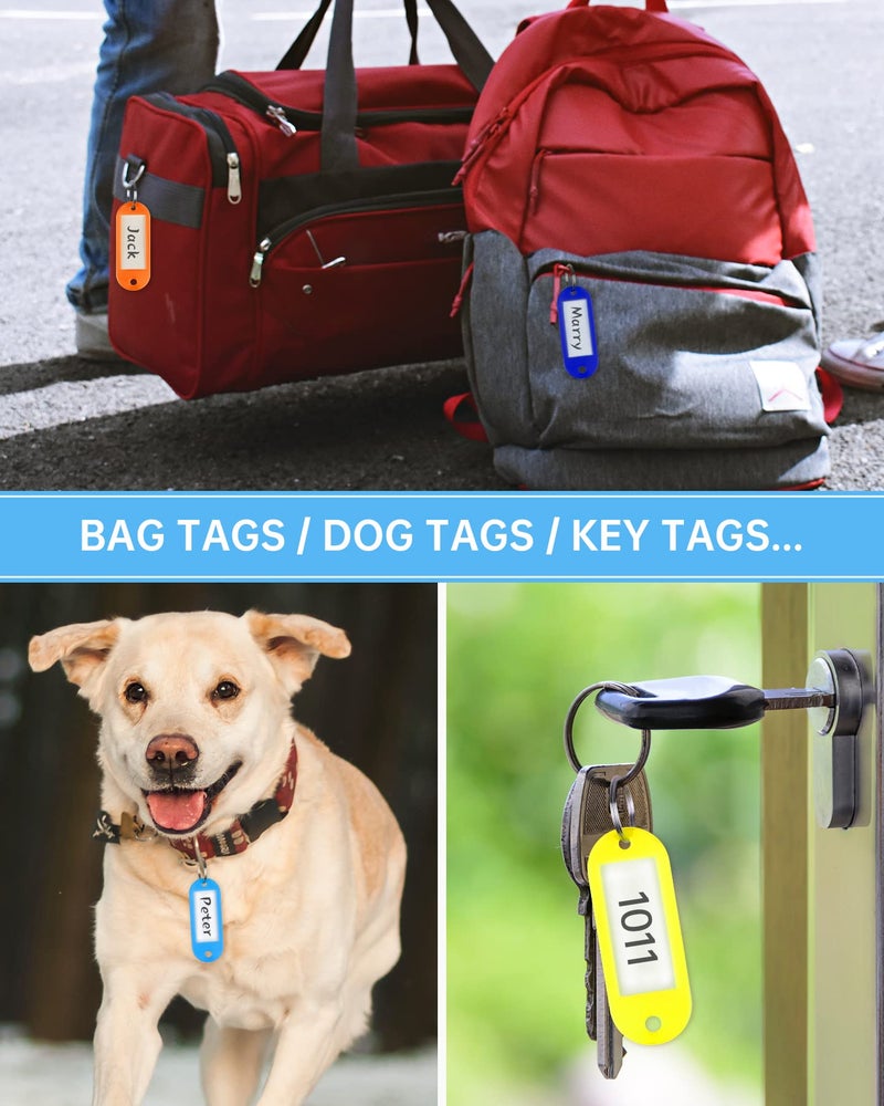 Teskyer 16 Pack Plastic Key Tags, Colorful Key Labels with Label Window Split Ring, Organize Your Keys and Stuff, 8 Colors - Image 3